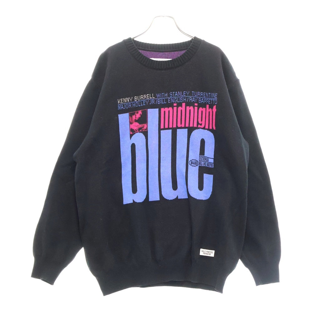 WACKO MARIA(ワコマリア) 23AW×BLUE NOTE JACQUARD SWEATER TYPE-4 ブルーノート ジャガードニットセーター BLUENOTE-WM-KN04 ブラック/ブルー