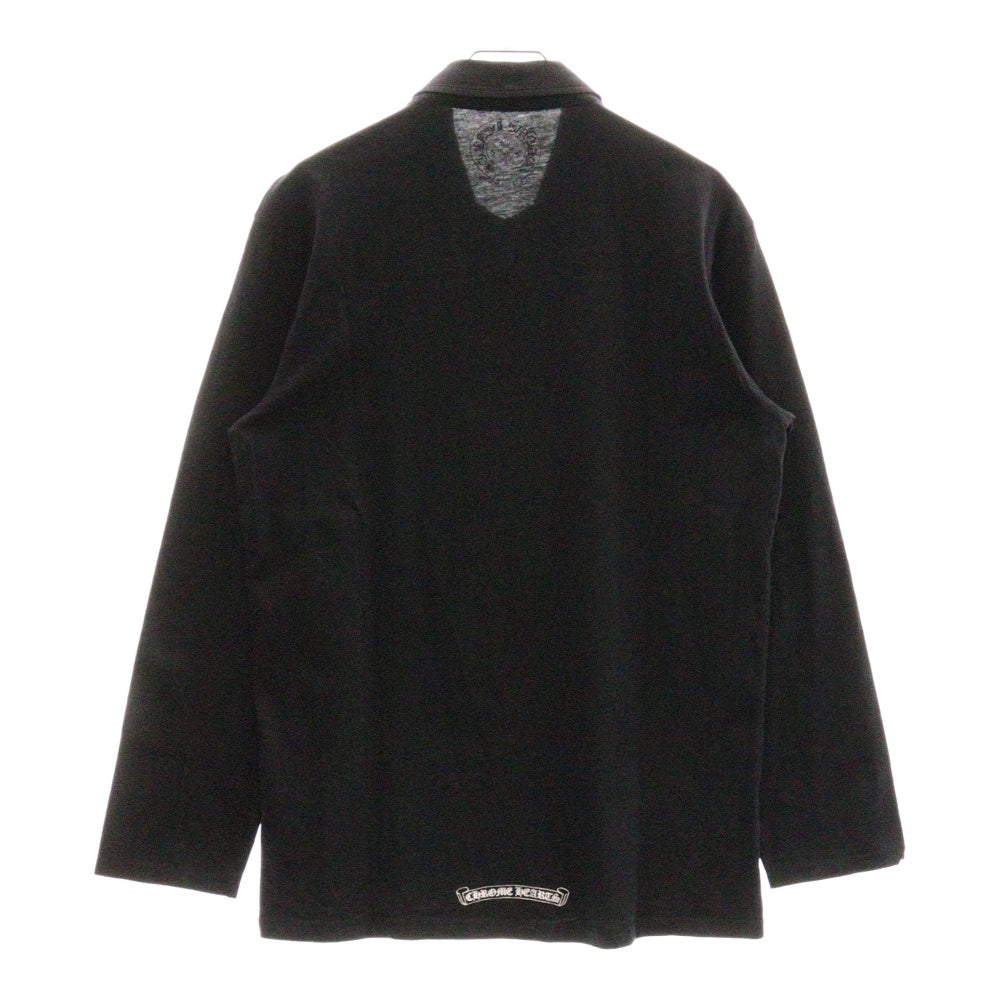 CHROME HEARTS(クロムハーツ) CH POLO L/S BSフレア ブラックロジウムボタン RS3プリント 長袖ポロシャツ ロングスリーブカットソー ブラック