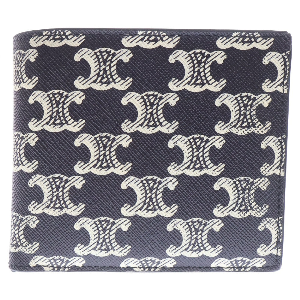 CELINE(セリーヌ) Bi-fold Wallet with Coin 10C872FSO トリオンフ バイフォールド 二つ折り財布 ブラック/ホワイト