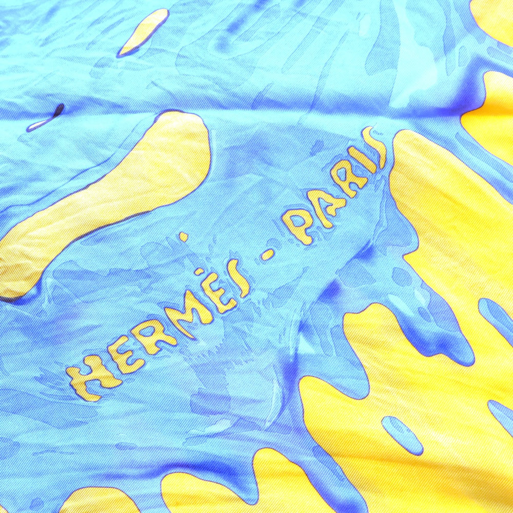 HERMES(エルメス) Peinture Fraiche ペンキ塗りたて カレ90 カヴロッシュ シルクスカーフ オレンジ/グレー