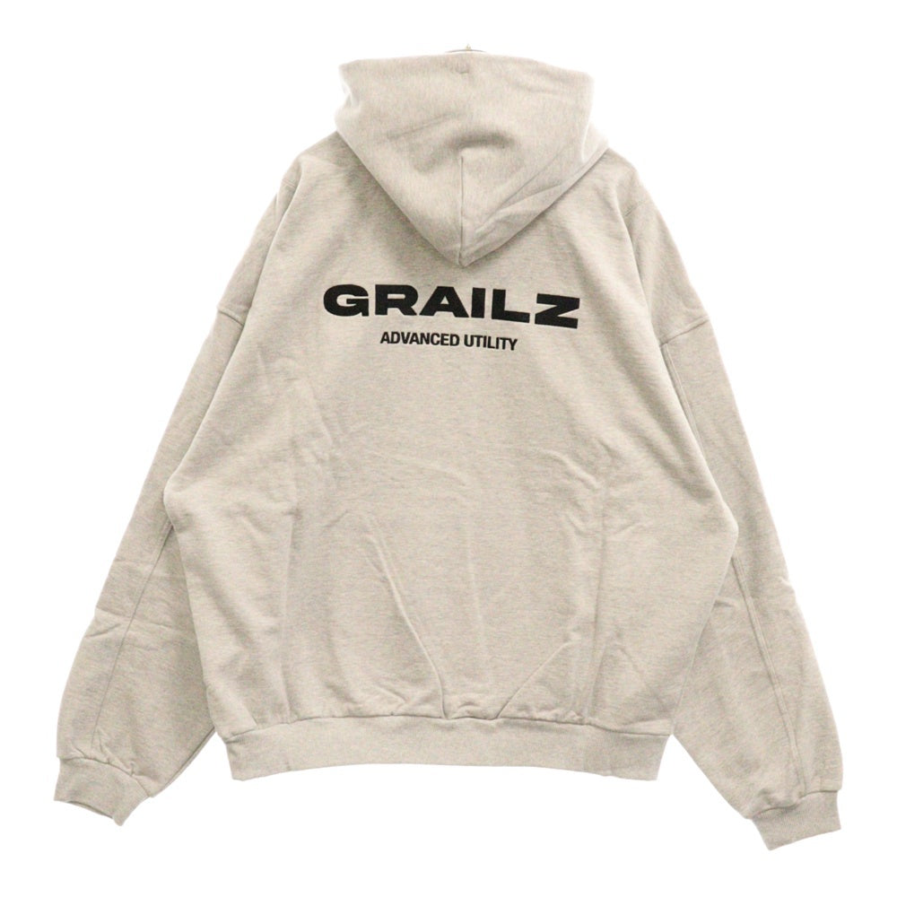 GRAILZ(グレイルズ) 23SS ESSENTIAL OVERSIZED HOODIE エッセンシャルロゴオーバーサイズプルオーバーフーディパーカー GR23SSMH04 グレー