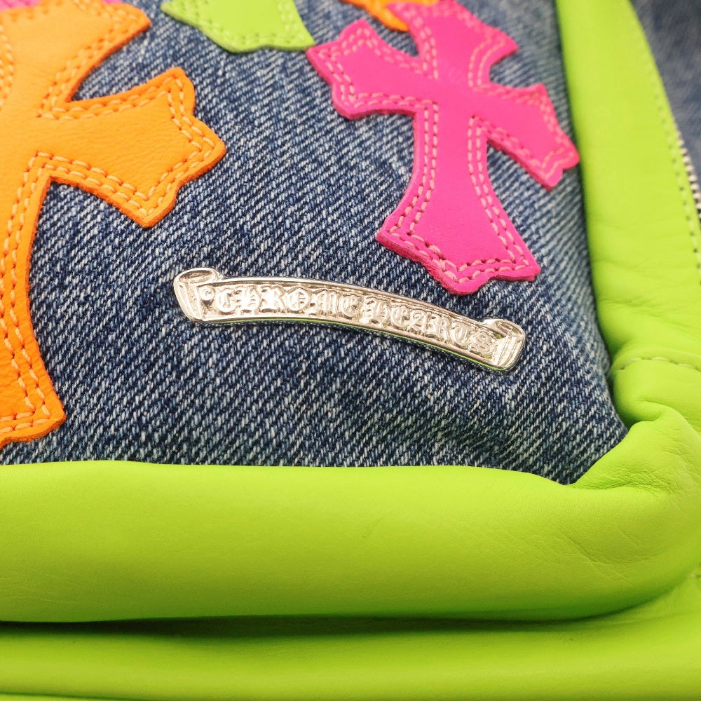 CHROME HEARTS(クロムハーツ) 7TH GRADE MINI DENIM MULTI マルチカラーセメタリークロスパッチ付きデニムミニバックパック リュック インディゴブルー/マルチ