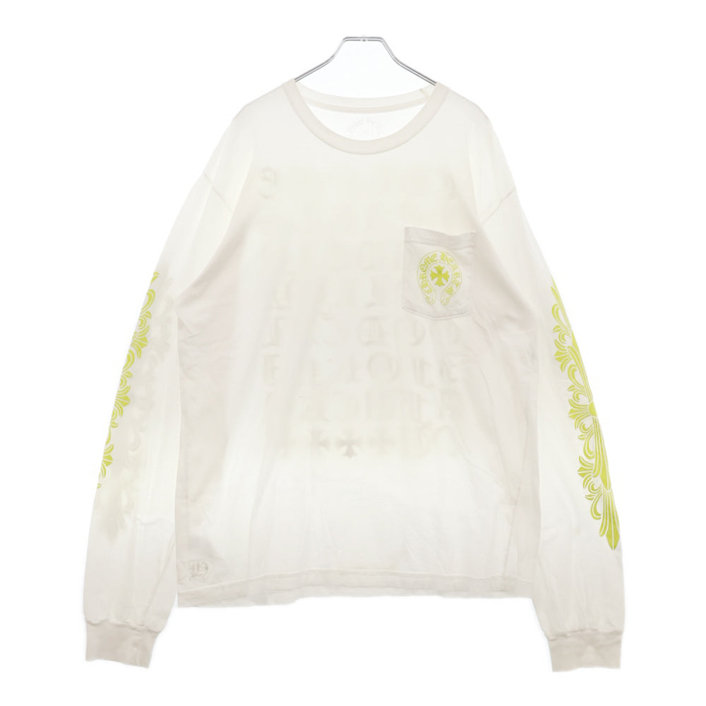 CHROME HEARTS(クロムハーツ) Yellow Made In Hollywood LS Tee 英字プリント クルーネック 長袖Tシャツ ロングスリーブカットソー ホワイト