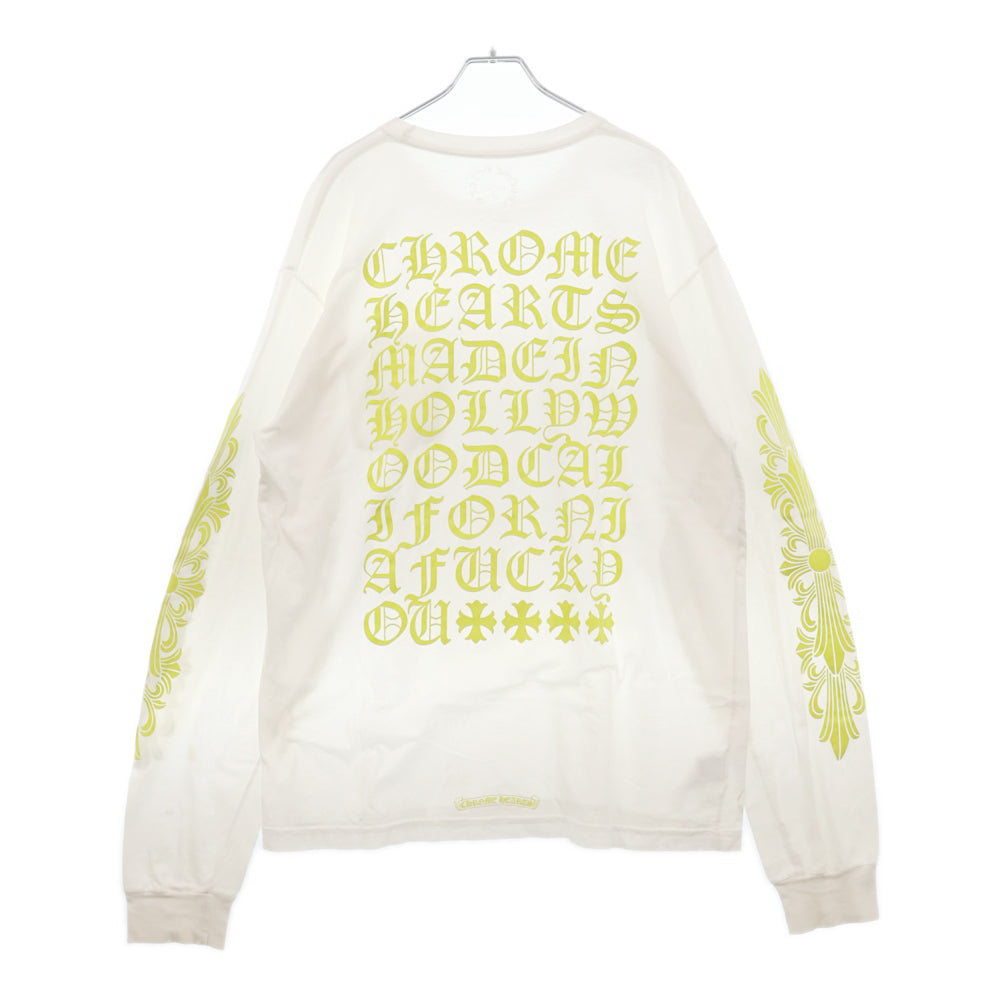 CHROME HEARTS(クロムハーツ) Yellow Made In Hollywood LS Tee 英字プリント クルーネック 長袖Tシャツ ロングスリーブカットソー ホワイト