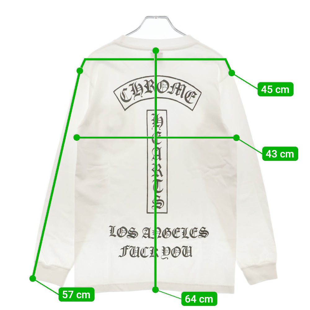 CHROME HEARTS(クロムハーツ) OLD Los Angeles T BAR オールド ロサンゼルス Tバープリント 長袖Tシャツ ロングスリーブカットソー ホワイト