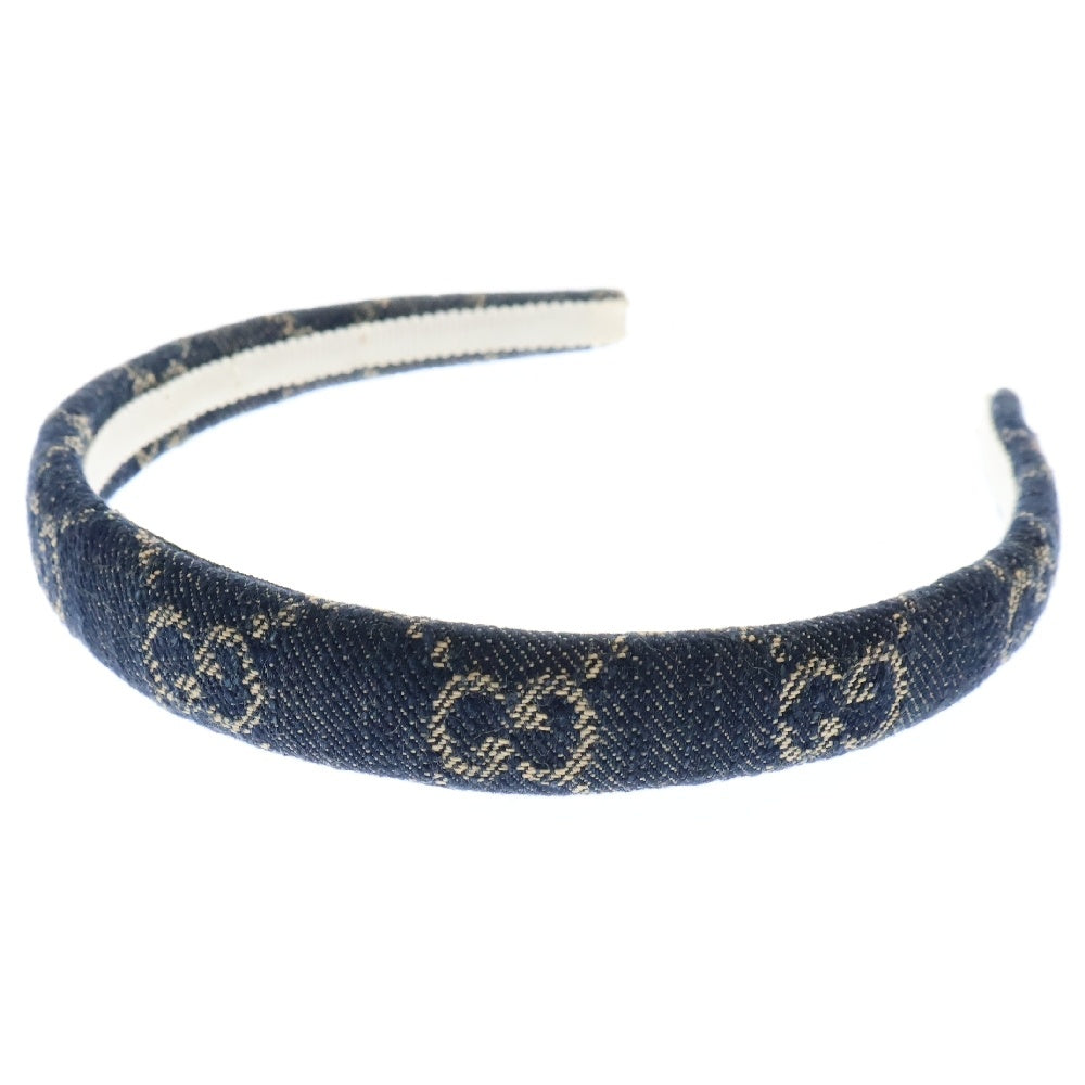 GUCCI(グッチ) GGデニムロゴ ウォッシュドデニム カチューシャ ヘアバンド インディゴ 652835 レディース