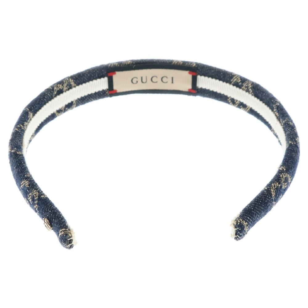 GUCCI(グッチ) GGデニムロゴ ウォッシュドデニム カチューシャ ヘアバンド インディゴ 652835 レディース
