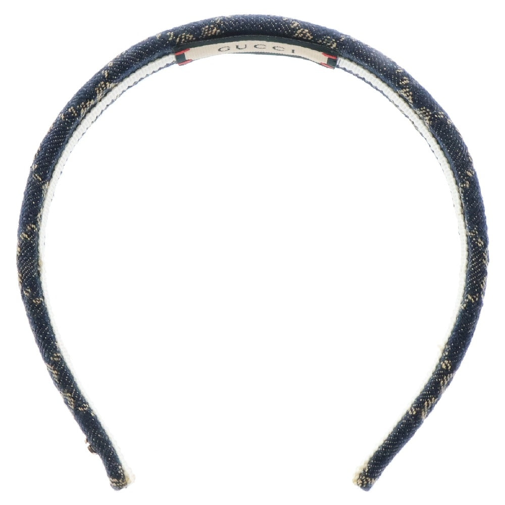GUCCI(グッチ) GGデニムロゴ ウォッシュドデニム カチューシャ ヘアバンド インディゴ 652835 レディース
