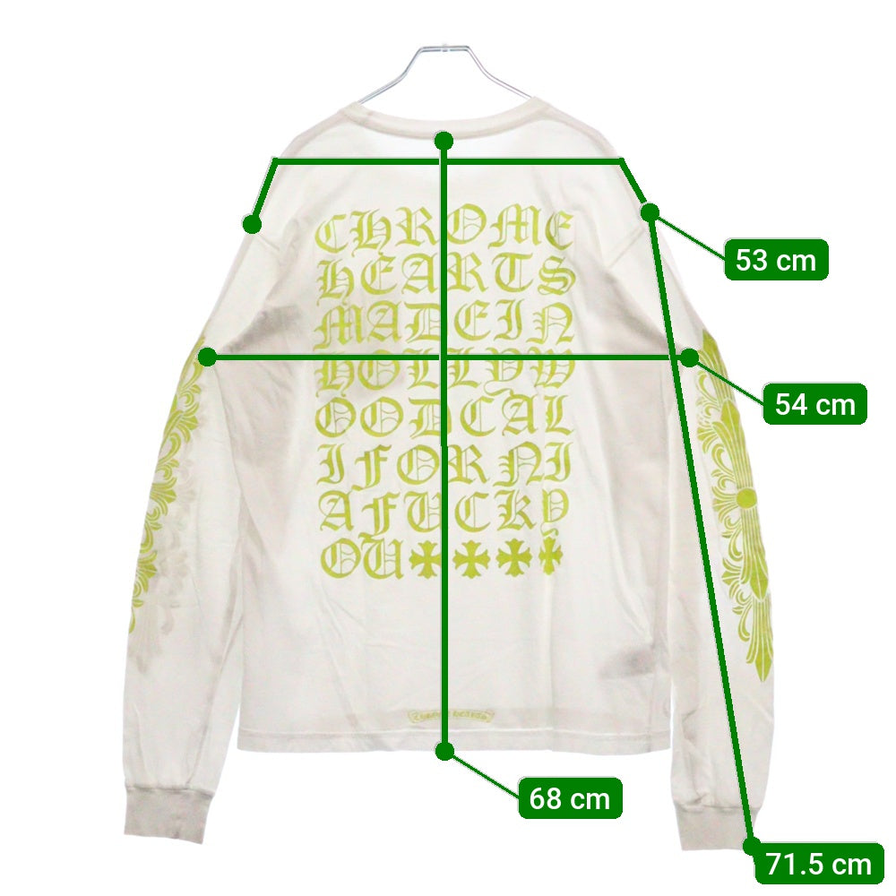 CHROME HEARTS(クロムハーツ) CH L S 1 バック英字ロゴプリント 長袖Tシャツ ロングスリーブカットソー ホワイト