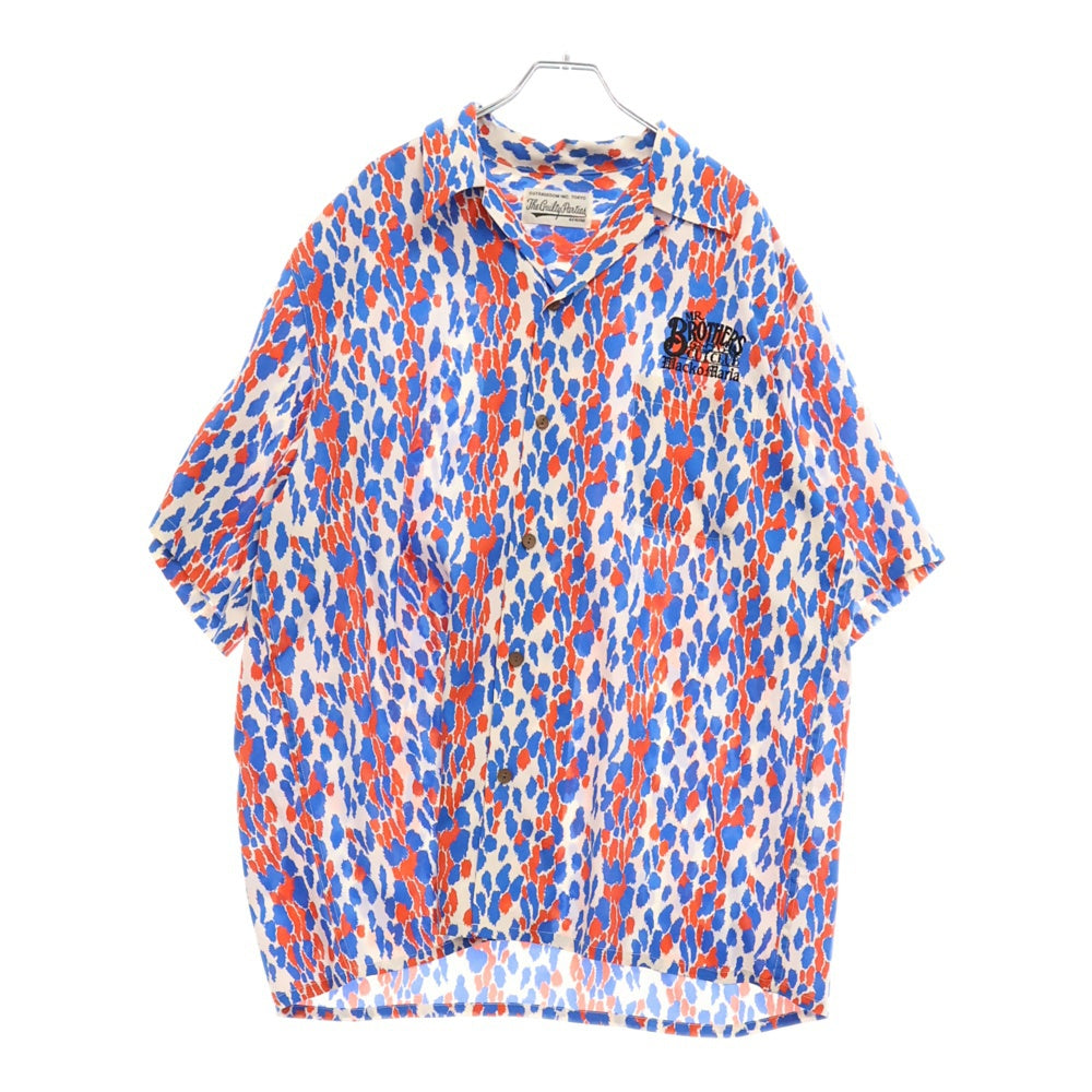 WACKO MARIA(ワコマリア) 22AW×MR.BROTHERS CUT CLUB HAWAIIAN SHIRT ミスターブラザーズ・カットクラブ レオパード柄ハワイアン半袖シャツ ホワイト/レッド/ブルー