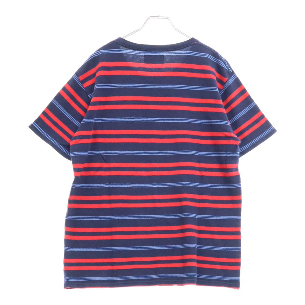 WACKO MARIA(ワコマリア) STRIPED CREW NECK T-SHIRT ストライプポケット半袖Tシャツ カットソー ネイビー/レッド