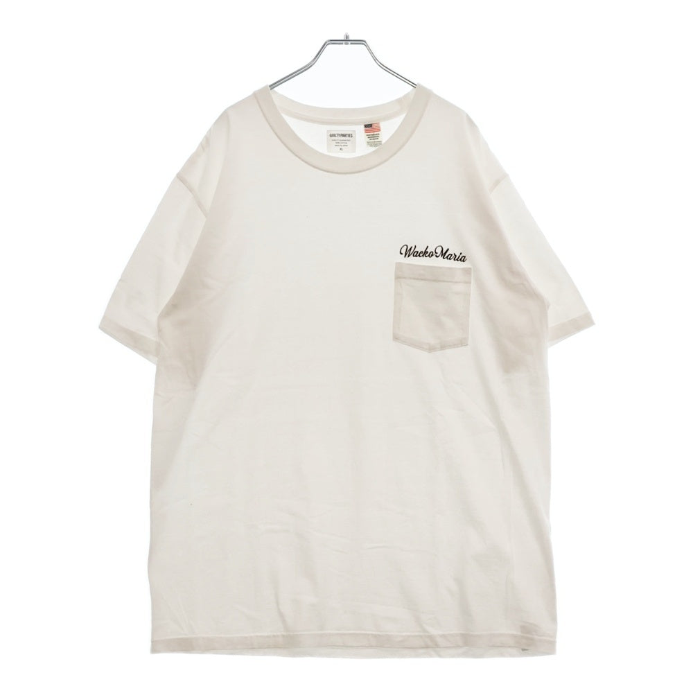WACKO MARIA(ワコマリア) 24SS US FABRIC POCKET T-SHIRT 刺繍ロゴポケット半袖Tシャツ カットソー 24SS-WMT-OP01 ホワイト