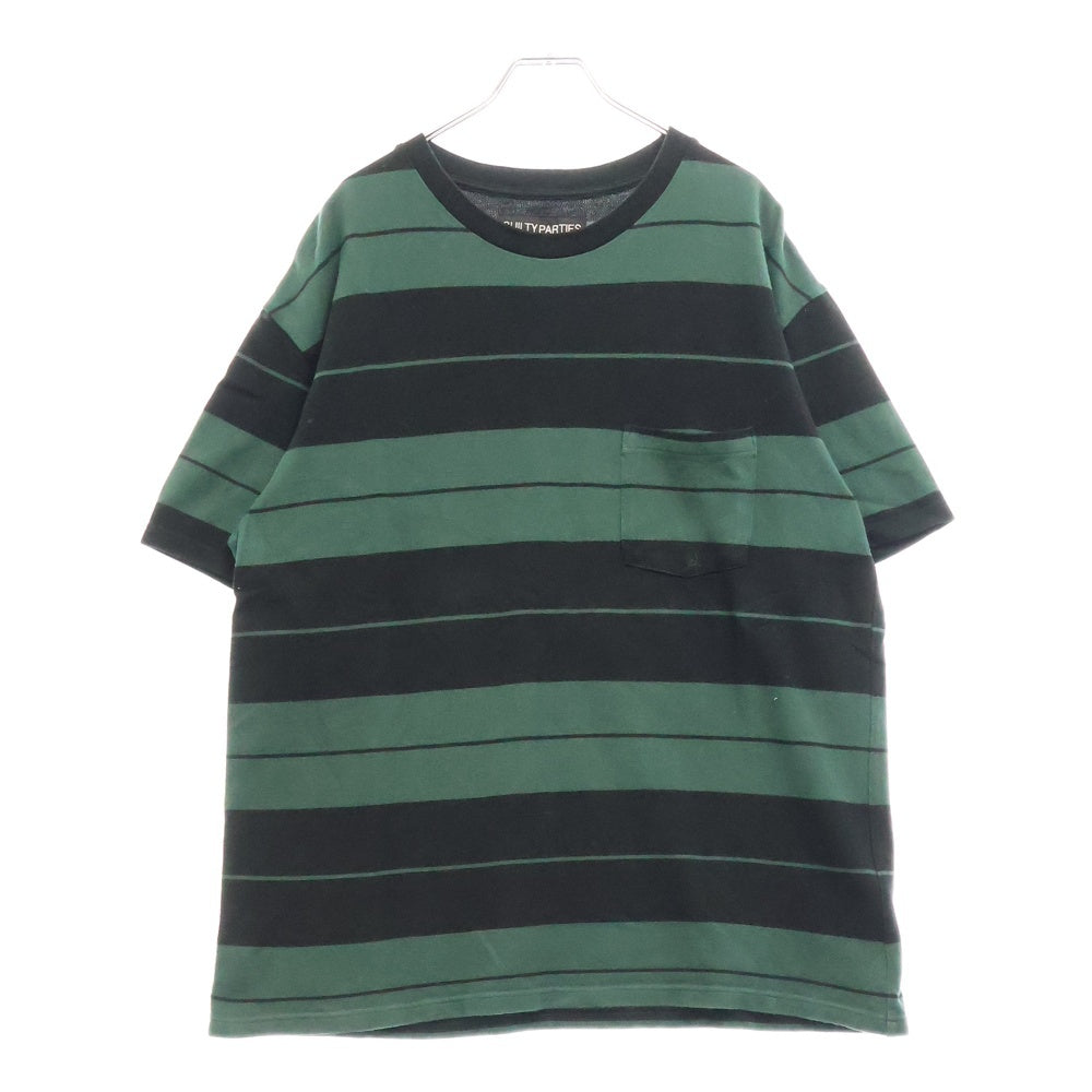 WACKO MARIA(ワコマリア) 23SS STRIPED T-SHIRT ストライプポケット半袖Tシャツ カットソー 23SS-WMS-SS01 グリーン/ブラック
