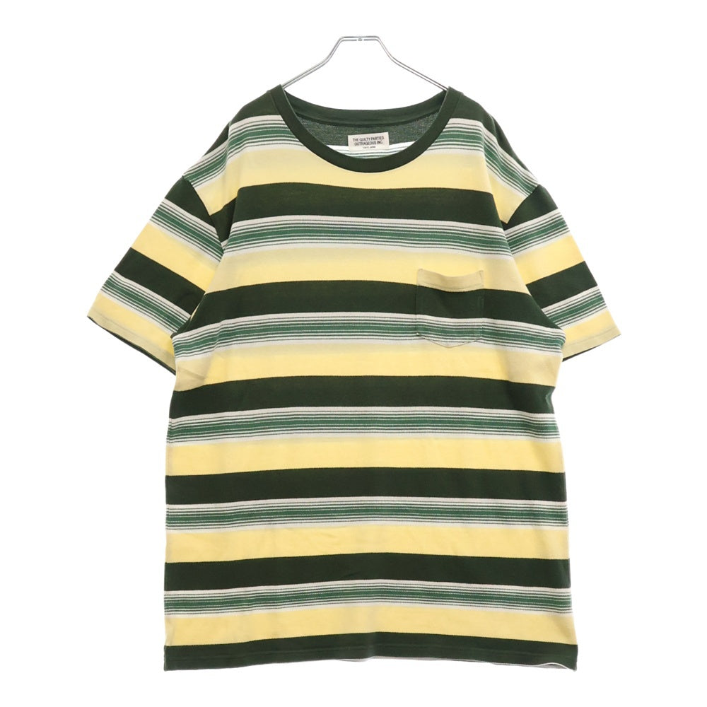 WACKO MARIA(ワコマリア) STRIPED CREW NECK T-SHIRT ストライプポケット半袖Tシャツ カットソー イエロー/グリーン