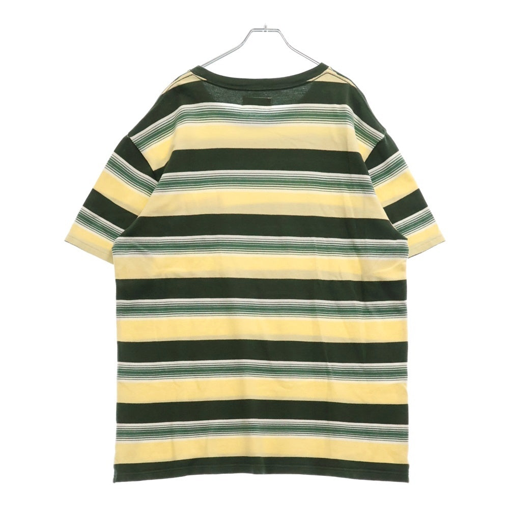WACKO MARIA(ワコマリア) STRIPED CREW NECK T-SHIRT ストライプポケット半袖Tシャツ カットソー イエロー/グリーン