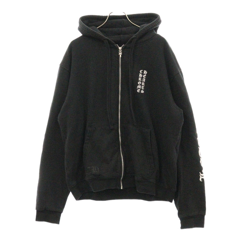 CHROME HEARTS(クロムハーツ) SWTSHRT HD ZIP アームロゴ 裏地サーマル ダガージップフーディ スウェットパーカー ブラック