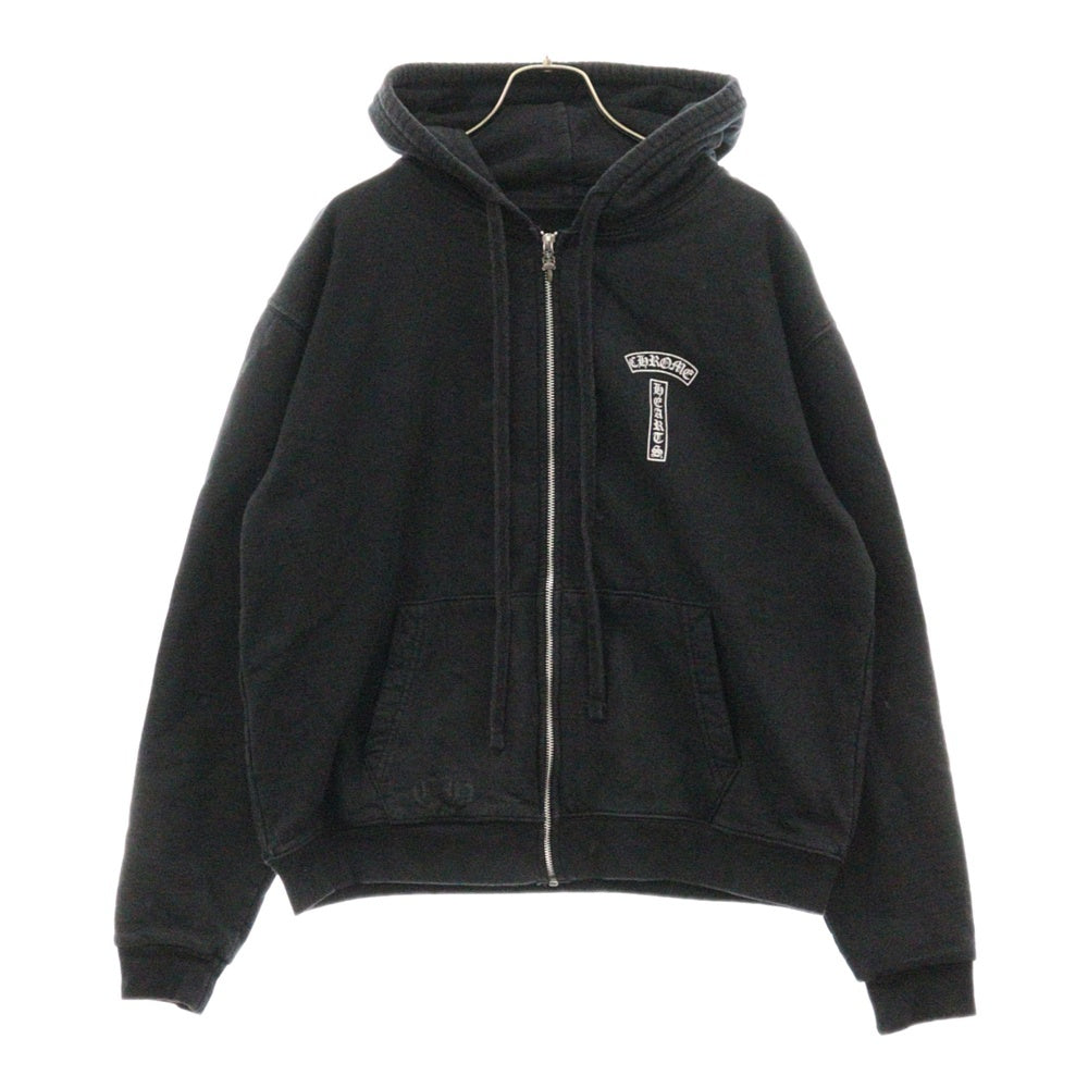 CHROME HEARTS(クロムハーツ) SWTSHRT HD ZIP バックアーチロゴプリント USA 裏地サーマル ジップパーカー ブラック