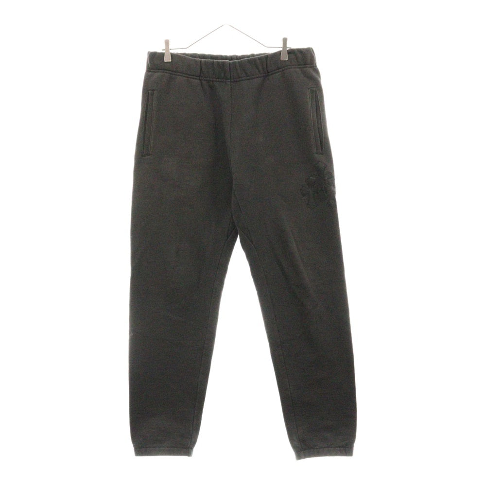 CHROME HEARTS(クロムハーツ) GRP Y NOT SWEAT PANTS ワイノット セメタリークロスレザーパッチ付きスウェットパンツ ブラック