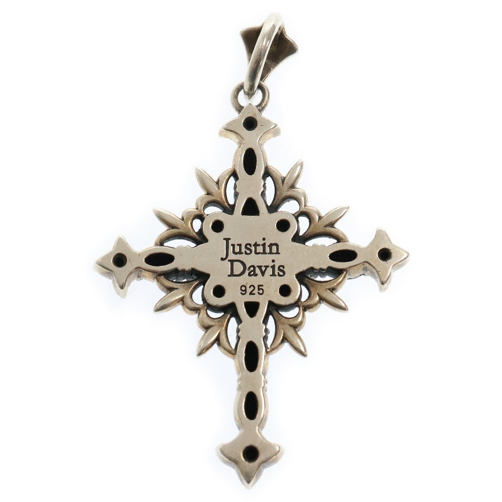 Justin Davis(ジャスティンデイヴィス) ST.POPE JOHN Pendant ジルコニア クロス ペンダントトップ シルバー/ブラック SPJ196