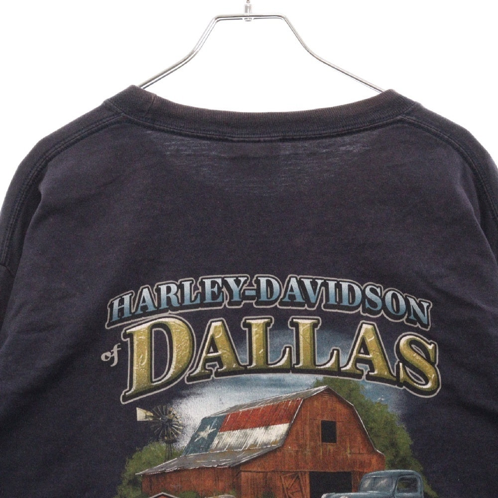 HARLEY DAVIDSON(ハーレーダビッドソン) スカルバイクプリント 長袖Tシャツ ロングスリーブカットソー ネイビー