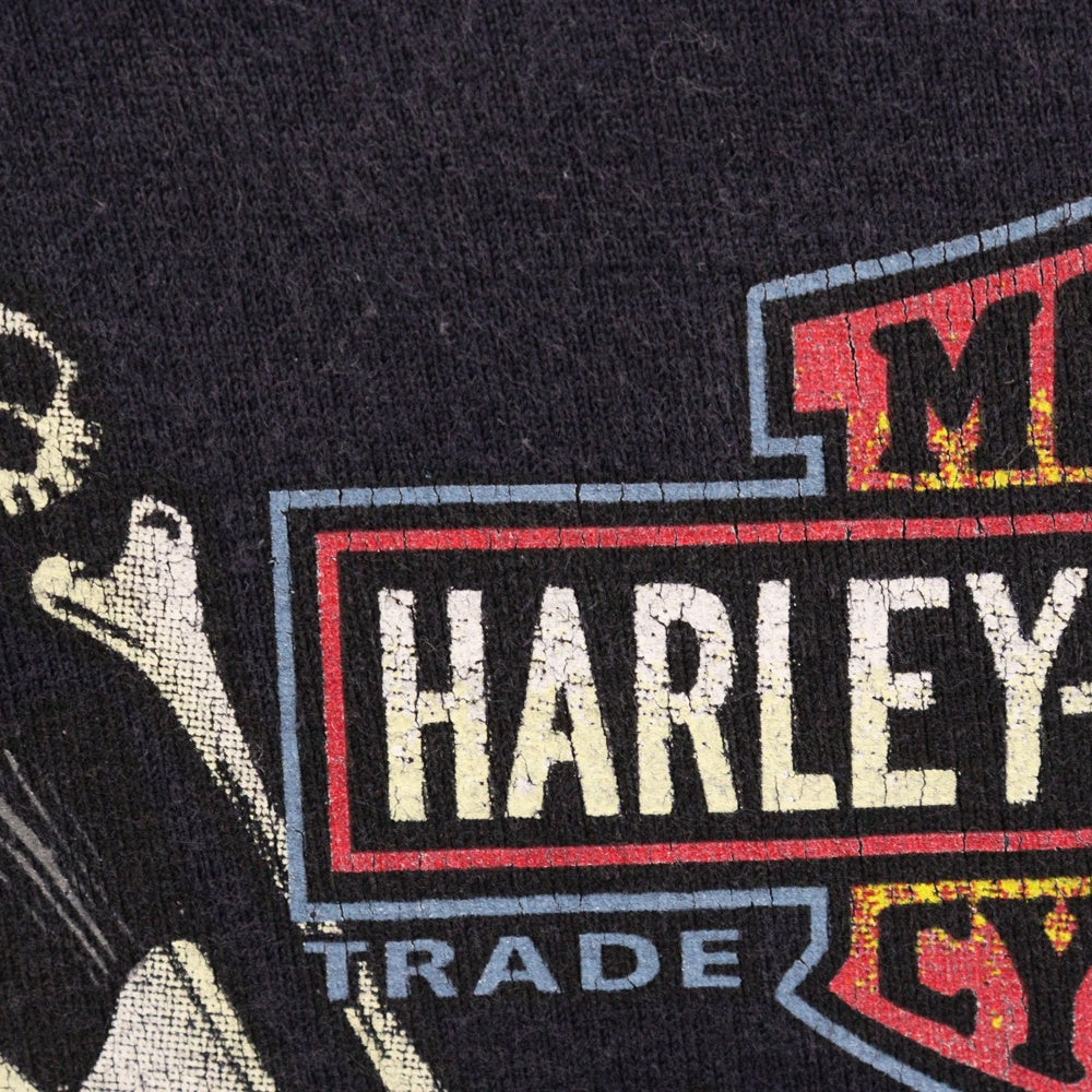 HARLEY DAVIDSON(ハーレーダビッドソン) スカルバイクプリント 長袖Tシャツ ロングスリーブカットソー ネイビー