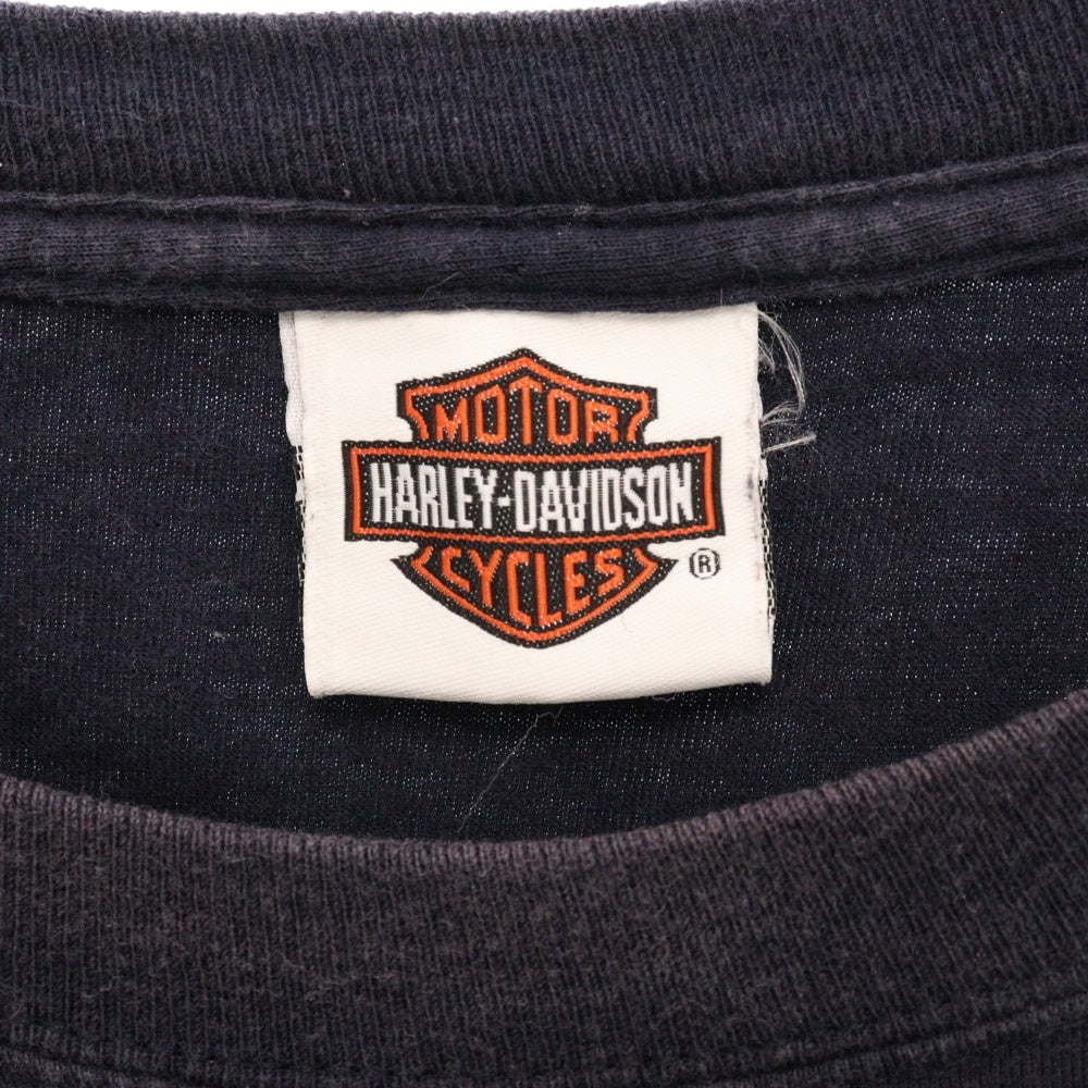 HARLEY DAVIDSON(ハーレーダビッドソン) スカルバイクプリント 長袖Tシャツ ロングスリーブカットソー ネイビー
