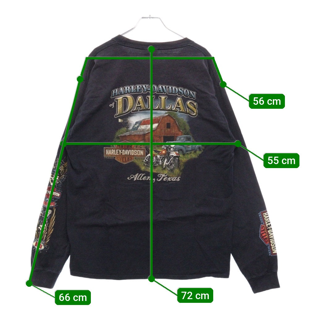 HARLEY DAVIDSON(ハーレーダビッドソン) スカルバイクプリント 長袖Tシャツ ロングスリーブカットソー ネイビー