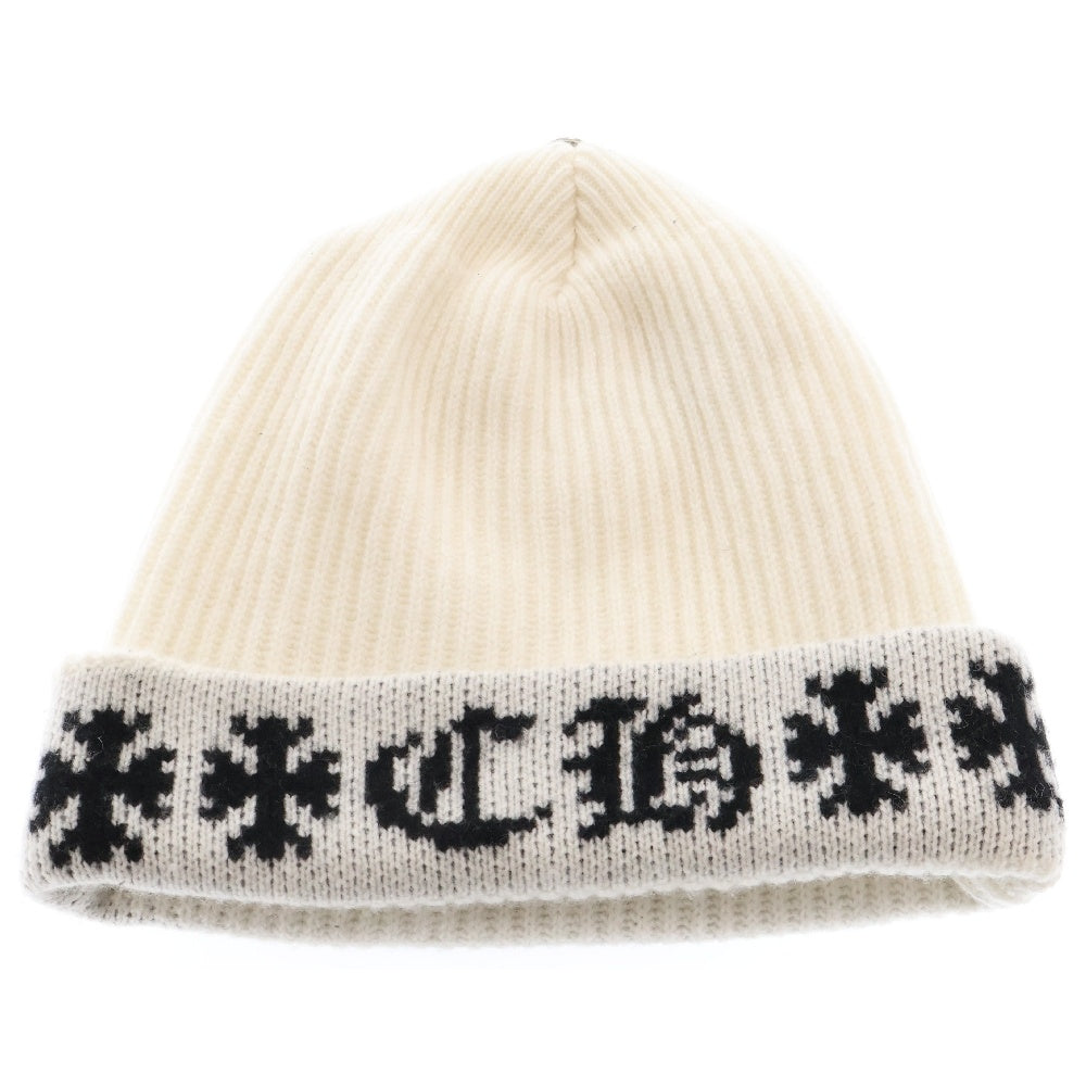 CHROME HEARTS(クロムハーツ) BIG DADDY ビッグダディ スターボール付きカシミヤニットビーニー ニットキャップ 帽子 ホワイト