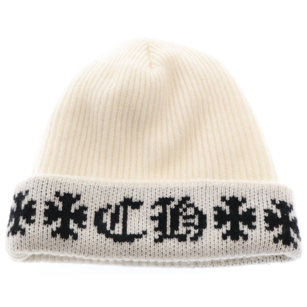 CHROME HEARTS(クロムハーツ) BIG DADDY ビッグダディ スターボール付きカシミヤニットビーニー ニットキャップ 帽子 ホワイト