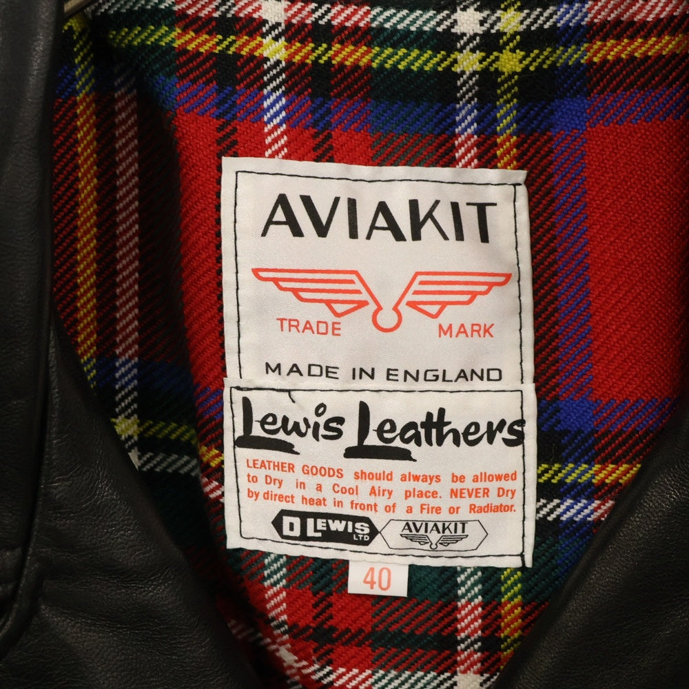 Lewis Leathers(ルイスレザー) 441TR CYCLONE JACKET サイクロン タータンチェック タイトフィット シープスキンダブルライダースジャケット ブラック