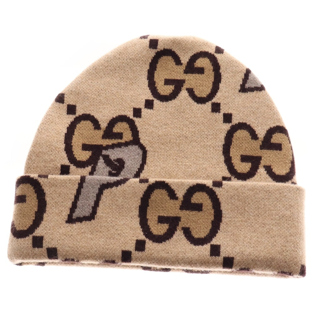 Palace Skateboards(パレススケートボーズ) 22AW×GUCCI Wool Large GG-P Beanie グッチ ラージロゴビーニー ニットキャップ 718418 4G188 ベージュ