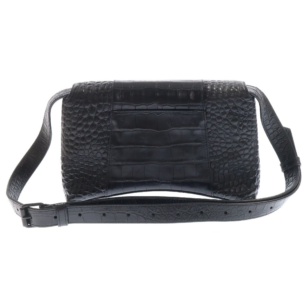 BALENCIAGA(バレンシアガ) DOWNTOWN 671353 ダウンタウン クロコ型押し レザーショルダーバッグ ブラック