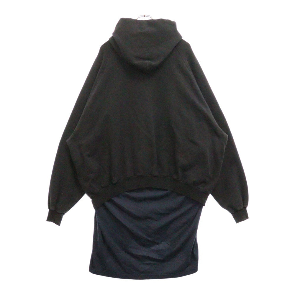 BALENCIAGA(バレンシアガ) 22AW Be Different Popover Hoody アップルロゴ ヴィンテージ加工レイヤードプルオーバーフーディーパーカー 720406 TNVB4 ブラック/ネイビー