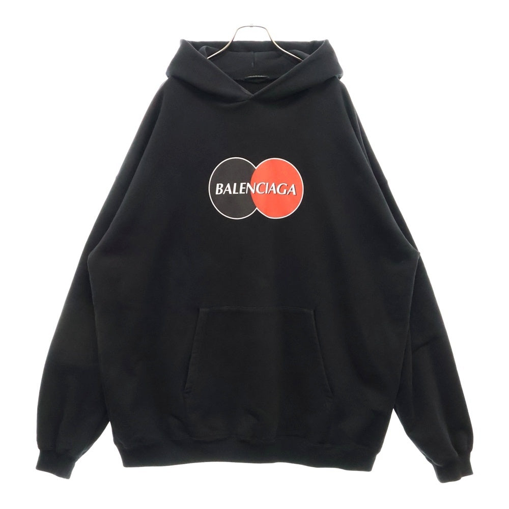 BALENCIAGA(バレンシアガ) 20SS Uniform Credit Card Logo Hoodie ユニフォームクレジットカードロゴプリント プルオーバーフーディパーカー 620973 TIV80 ブラック