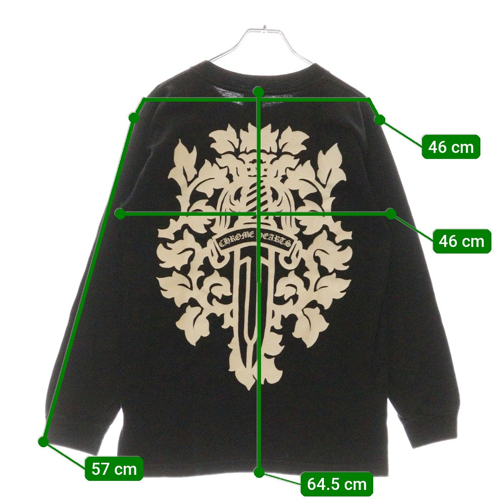 CHROME HEARTS(クロムハーツ) OLD NECK LOGO L/S TEE ネックロゴ バックダガープリント 長袖Tシャツ ロングスリーブカットソー ブラック