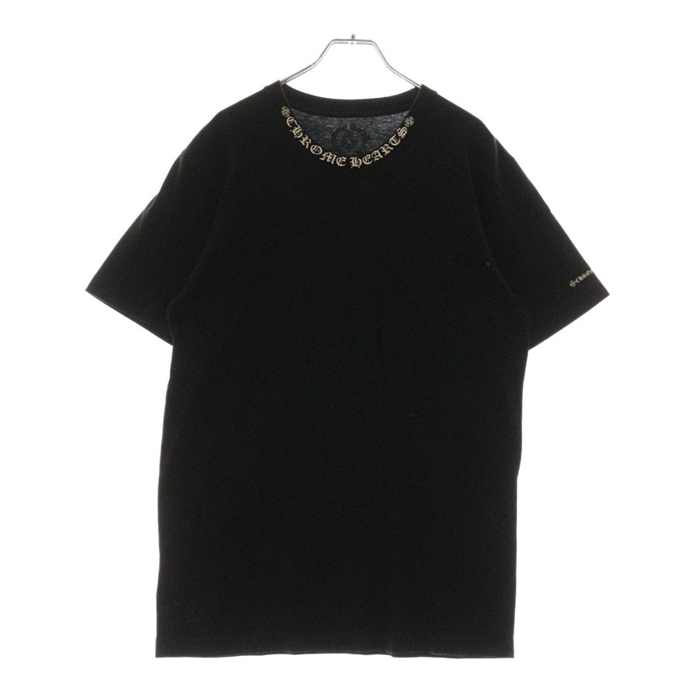 CHROME HEARTS(クロムハーツ) NECK LOGO S/S TEE ネックロゴプリント 半袖Tシャツ カットソー ブラック/ホワイト