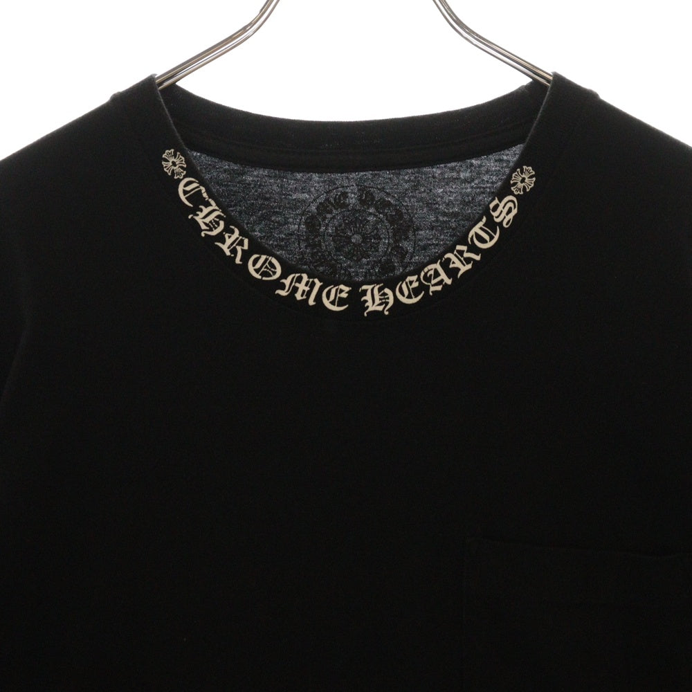 CHROME HEARTS(クロムハーツ) NECK LOGO S/S TEE ネックロゴプリント 半袖Tシャツ カットソー ブラック/ホワイト