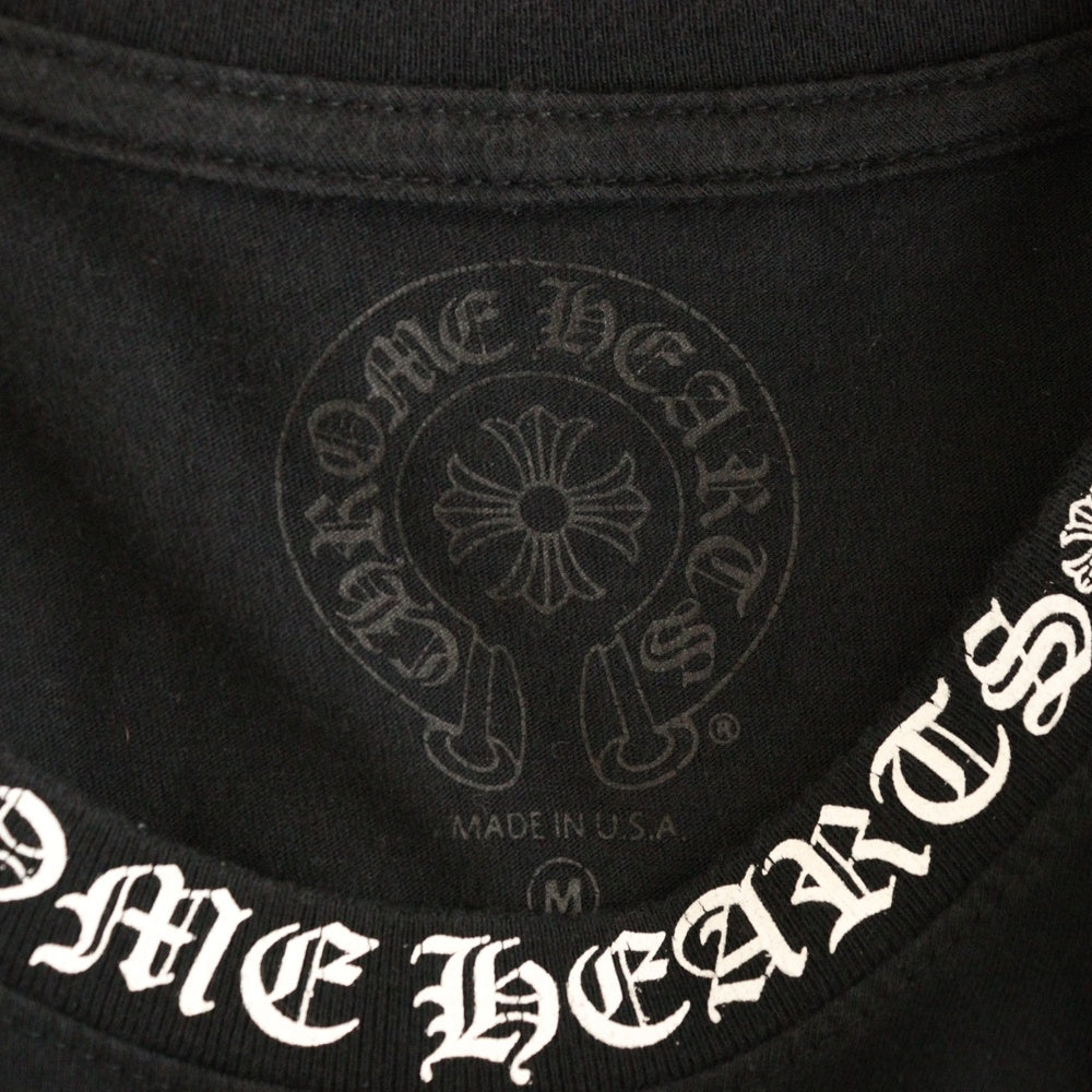 CHROME HEARTS(クロムハーツ) NECK LOGO S/S TEE ネックロゴプリント 半袖Tシャツ カットソー ブラック/ホワイト