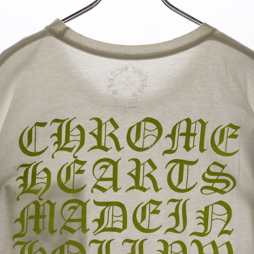 CHROME HEARTS(クロムハーツ) CH T-SHRT 1 バック英字プリント ポケット半袖Tシャツ カットソー ホワイト/イエロー
