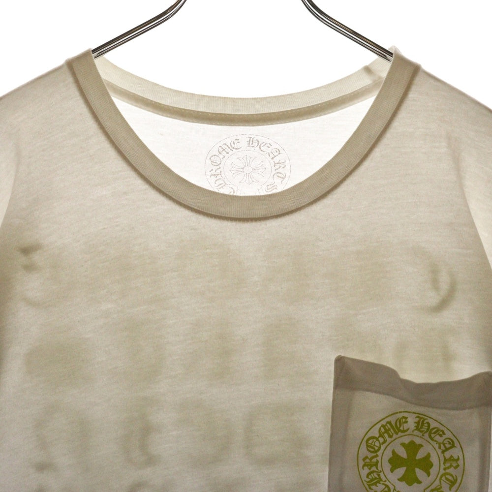 CHROME HEARTS(クロムハーツ) CH T-SHRT 1 バック英字プリント ポケット半袖Tシャツ カットソー ホワイト/イエロー