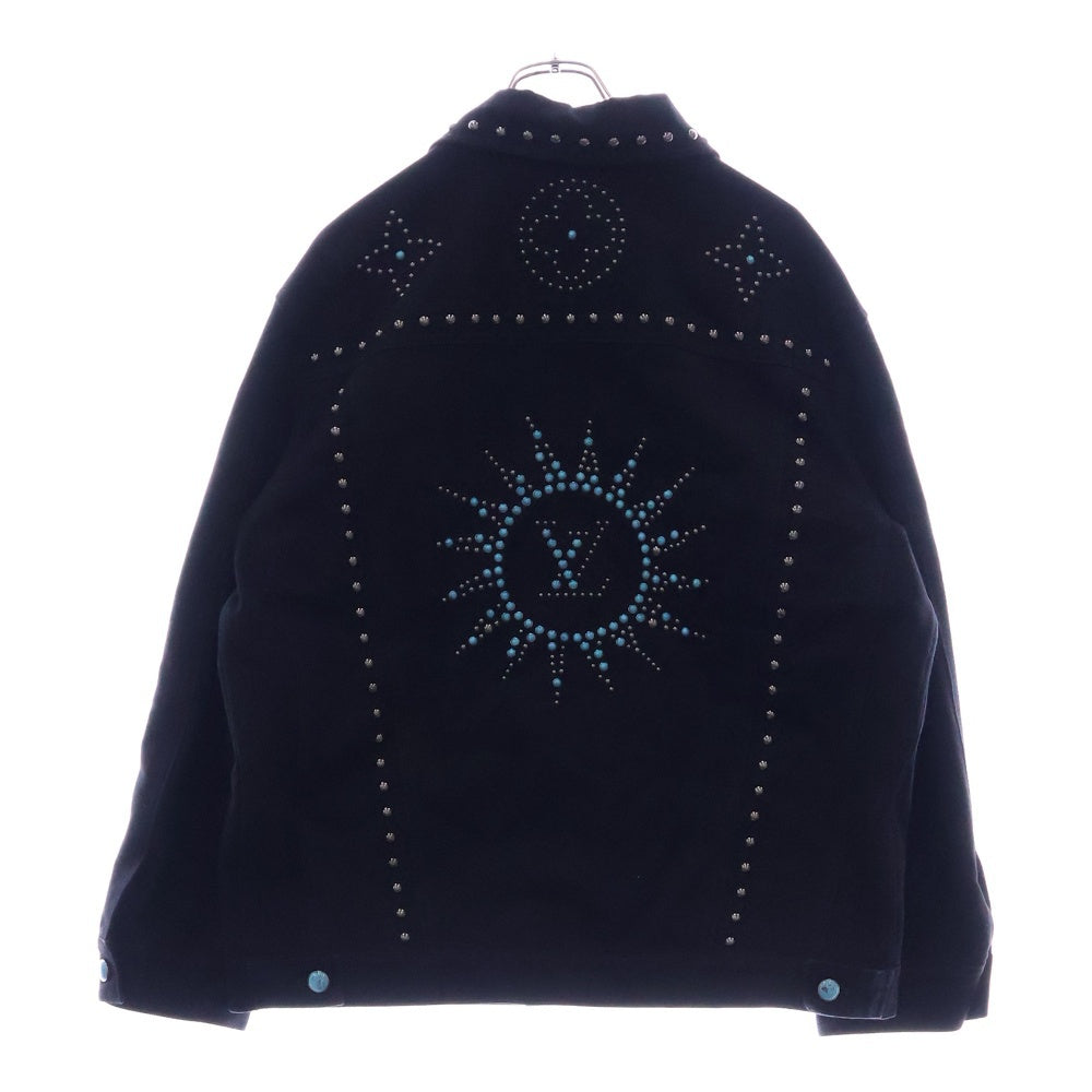 LOUIS VUITTON(ルイヴィトン) 24AW ターコイズスタッズ装飾 エンブロイダードデニムジャケット RM242M CHR HRA81W 1AFWX4 ブラック