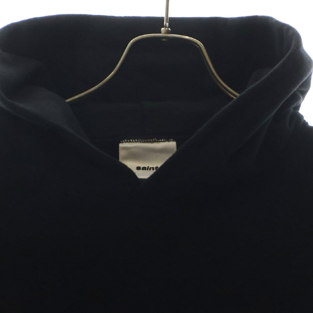SAINT MICHAEL(セントマイケル) 25SS HOODIE RIBON SAINT SM-HR8-0000-047 ロゴプリントプルオーバースウェットパーカー フーディー ブラック