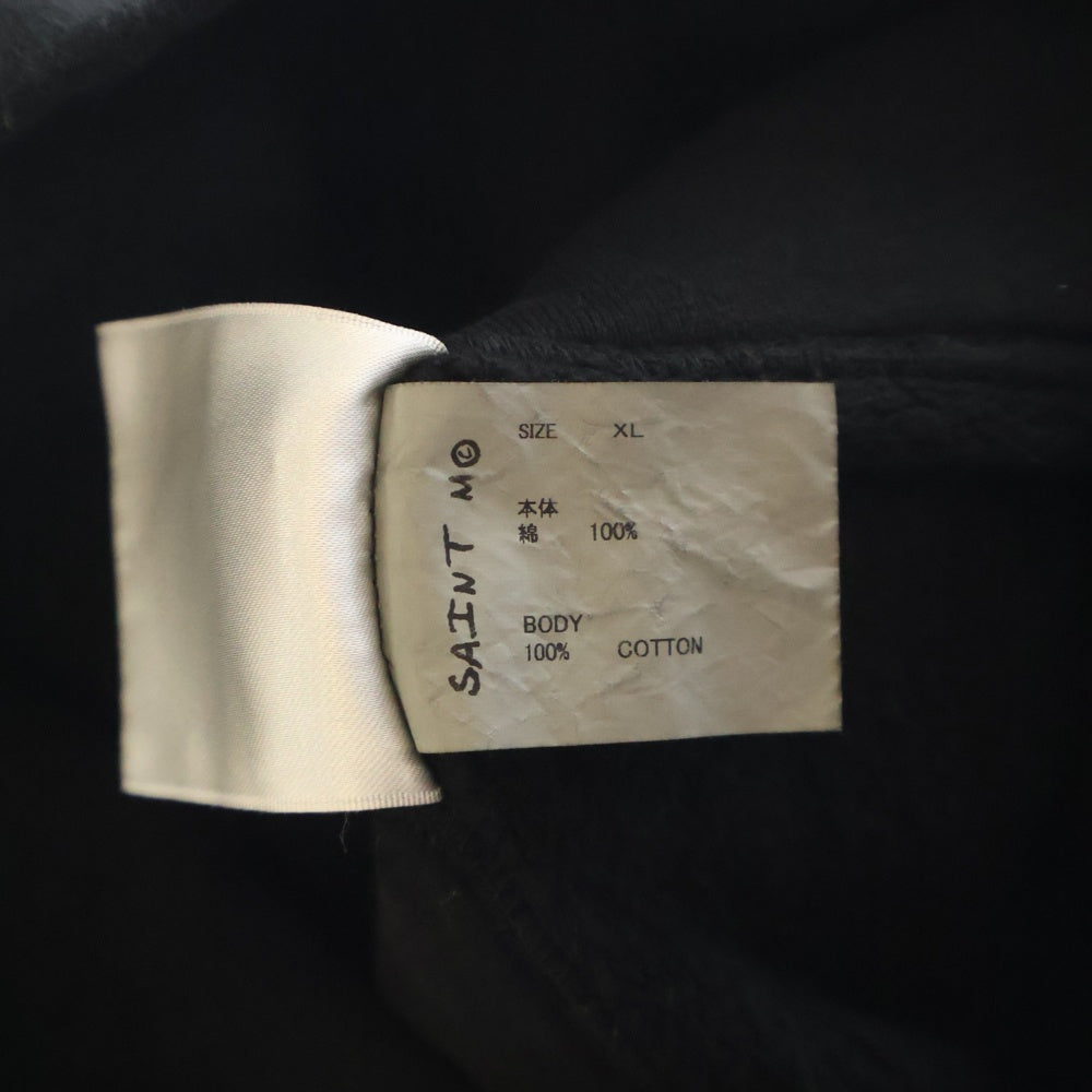SAINT MICHAEL(セントマイケル) 25SS HOODIE RIBON SAINT SM-HR8-0000-047 ロゴプリントプルオーバースウェットパーカー フーディー ブラック