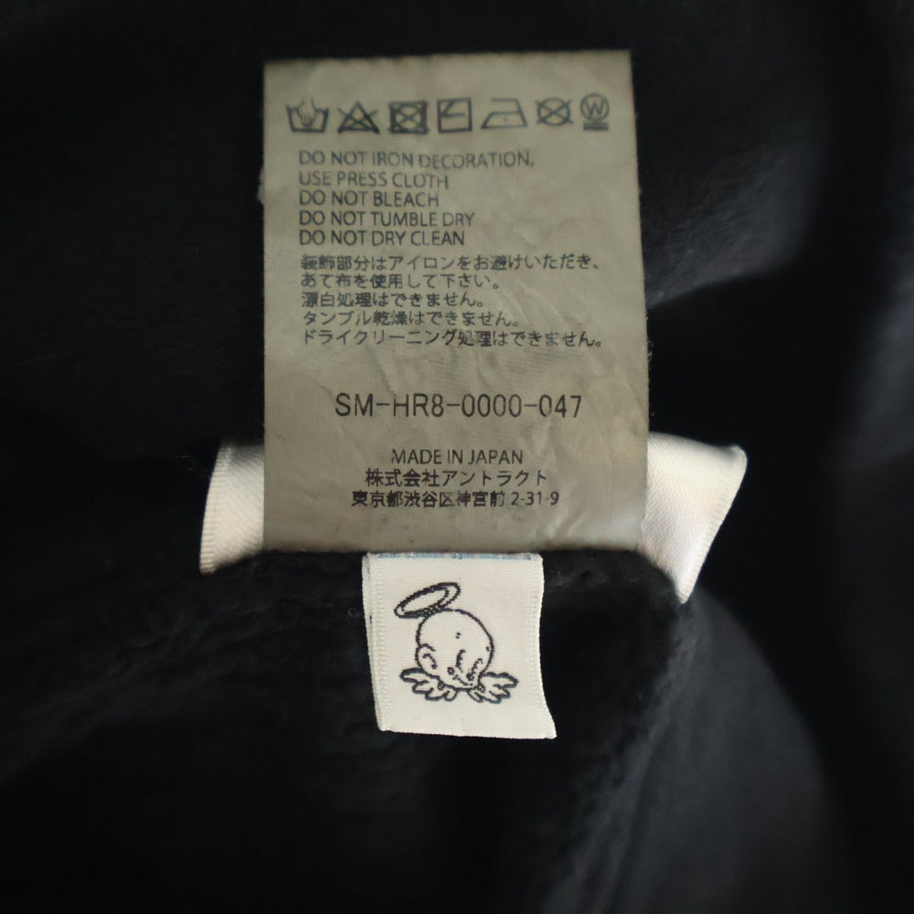 SAINT MICHAEL(セントマイケル) 25SS HOODIE RIBON SAINT SM-HR8-0000-047 ロゴプリントプルオーバースウェットパーカー フーディー ブラック