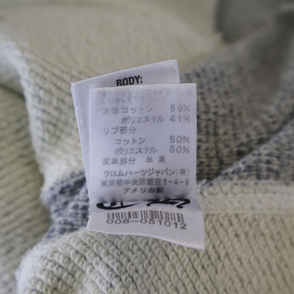 CHROME HEARTS(クロムハーツ) OLD SWTSHRT HD ZIP FLORAL LTHR オールド 袖フローラルクロスレザーパッチジップアップパーカー グレー