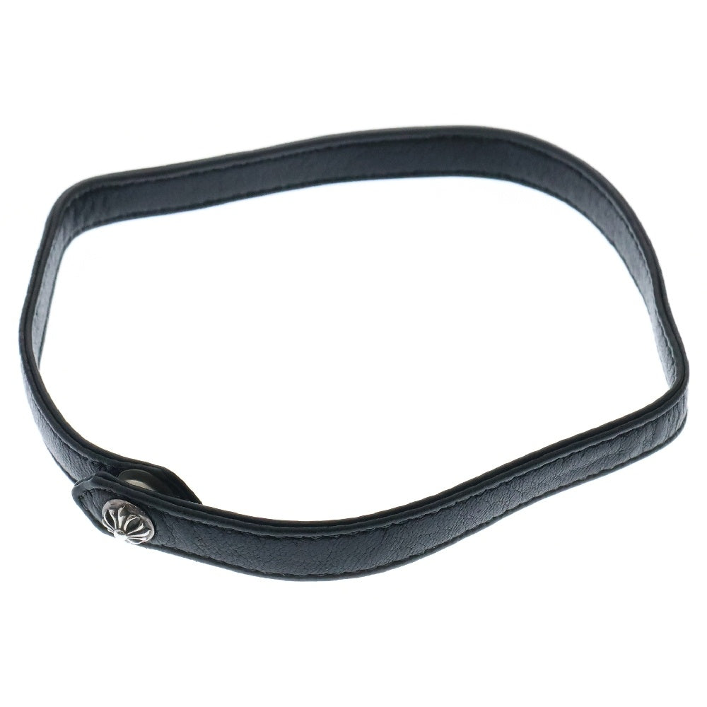CHROME HEARTS(クロムハーツ) Leather Choker クロスボールボタン レザーチョーカー ブラック