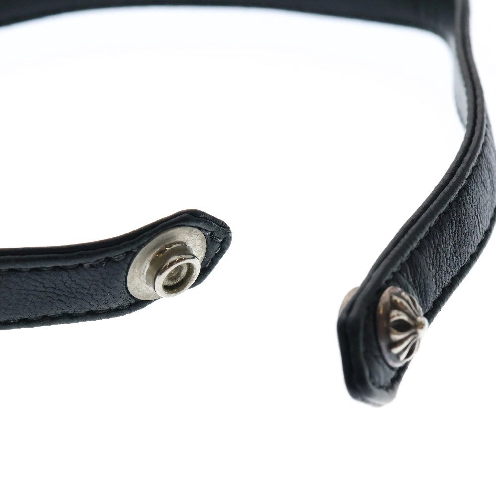 CHROME HEARTS(クロムハーツ) Leather Choker クロスボールボタン レザーチョーカー ブラック