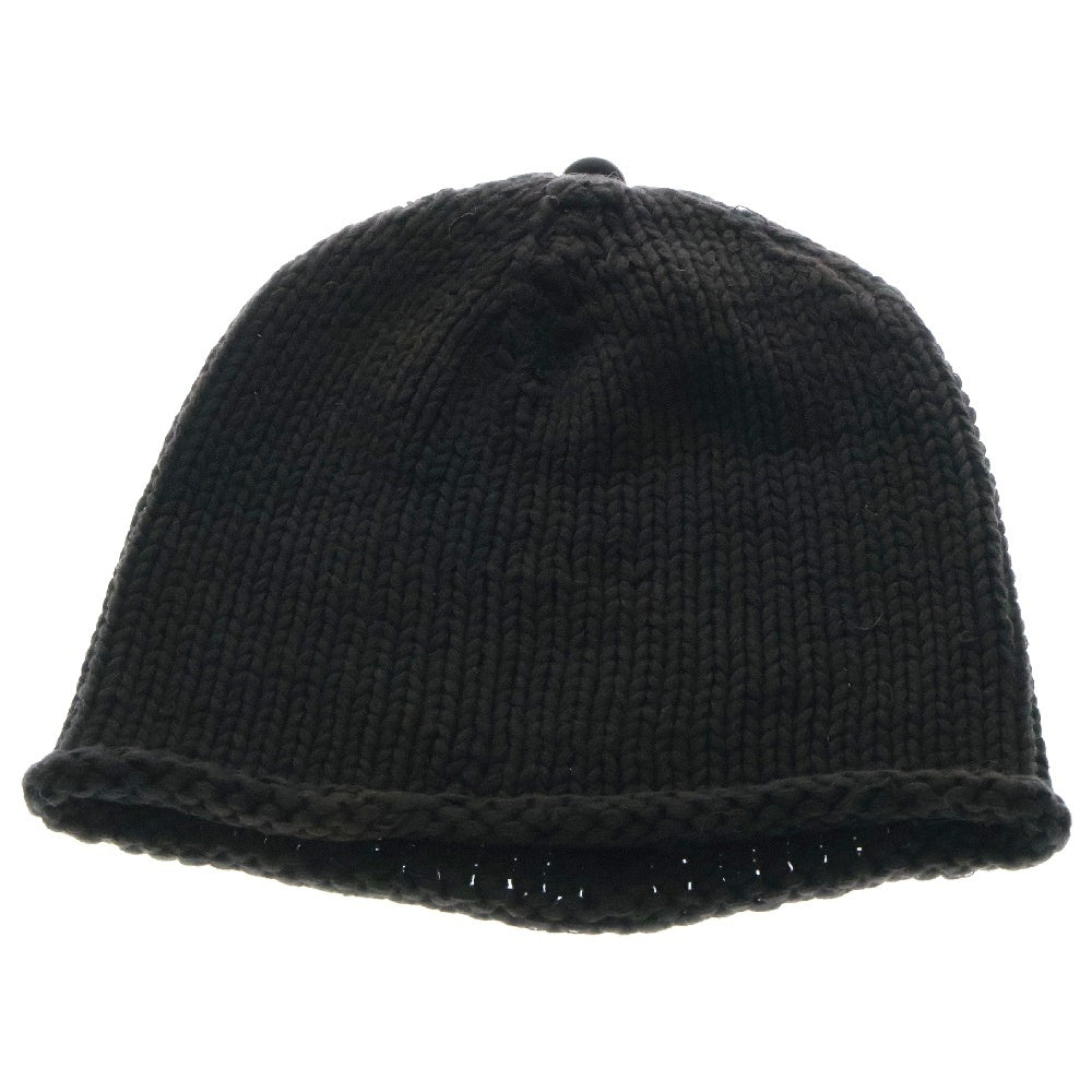 CHROME HEARTS(クロムハーツ) BEANIE CASH レザーパッチビーニー レザークロスパッチクロスボール付 帽子 ブラック