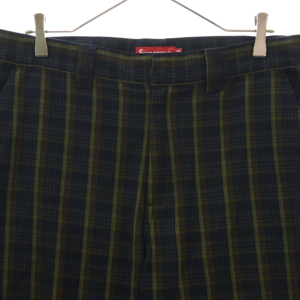 SUPREME(シュプリーム) 23SS Work Pant Navy Plaid チェック柄ワークパンツ ネイビー/グリーン