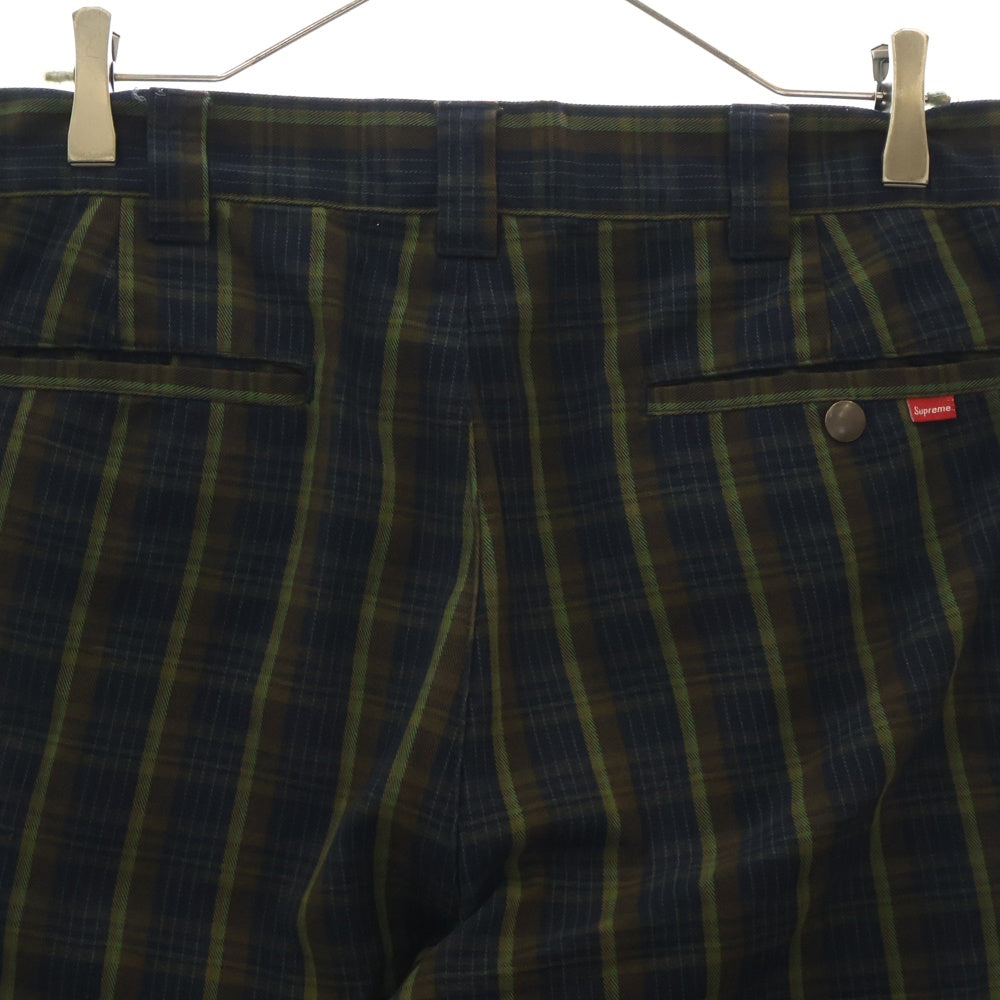 SUPREME(シュプリーム) 23SS Work Pant Navy Plaid チェック柄ワークパンツ ネイビー/グリーン